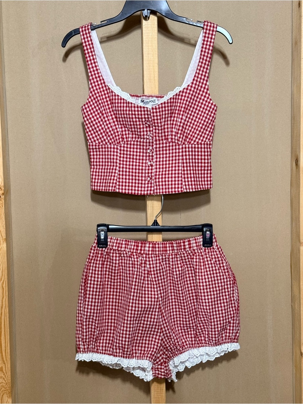 NWT Princess Polly Red and White Gingham Two-Piece Set